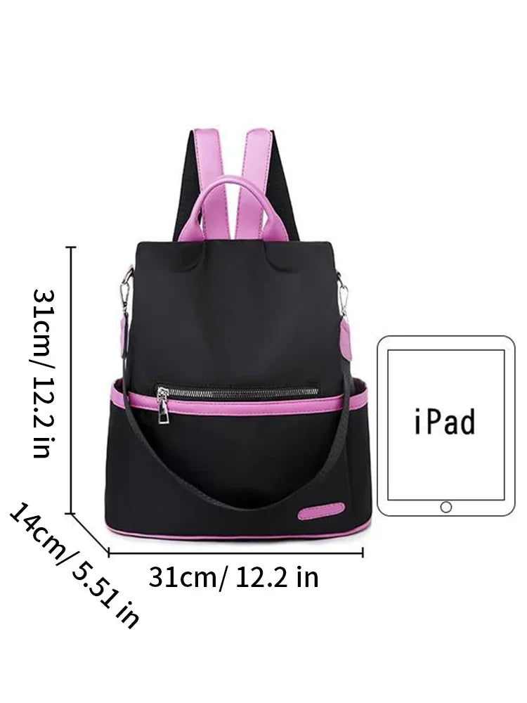 Oxford Fabric Large Capacity Backpack - Multi-Layer Storage, Solid Color Fashion Backpack for Women