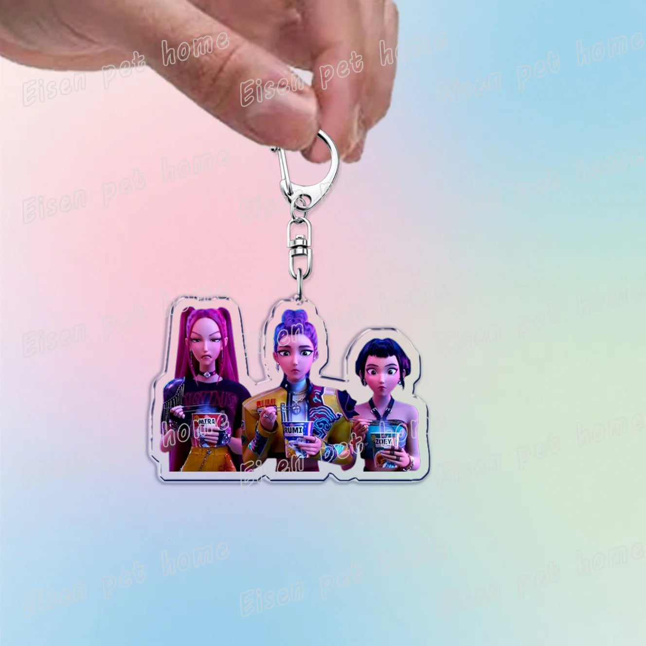 Kpop Demon Hunters Huntrix Saja Boys Keychain Bag Charm Rumi Zoey Jinu Ramen Keyring Fans Gift