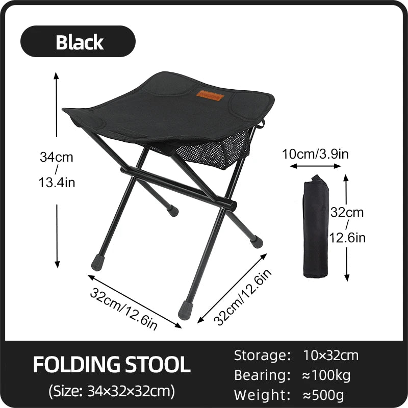 Portable Folding Camping Stool Aluminum Alloy Lightweight Outdoor Fishing & Picnic Chair