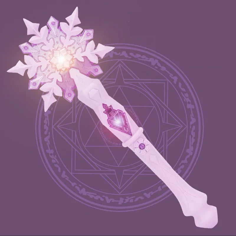 Princess Snow Wand Toy - Snowflake Light & Sound Stick for Kids, Glowing Fairy Wand for Girls, Christmas & Halloween Cosplay