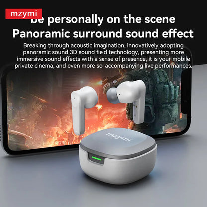 mzymi A98 TWS True Wireless Earbuds | ENC Noise-Reducing Waterproof Sport Headphones