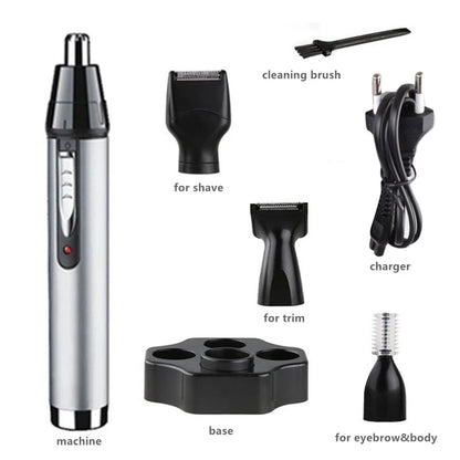 Original All-in-1 Rechargeable Nose Ear Hair Trimmer: Men's Grooming Kit - Electric Eyebrow and Beard Trimmer, Nose and Ears Trimmer