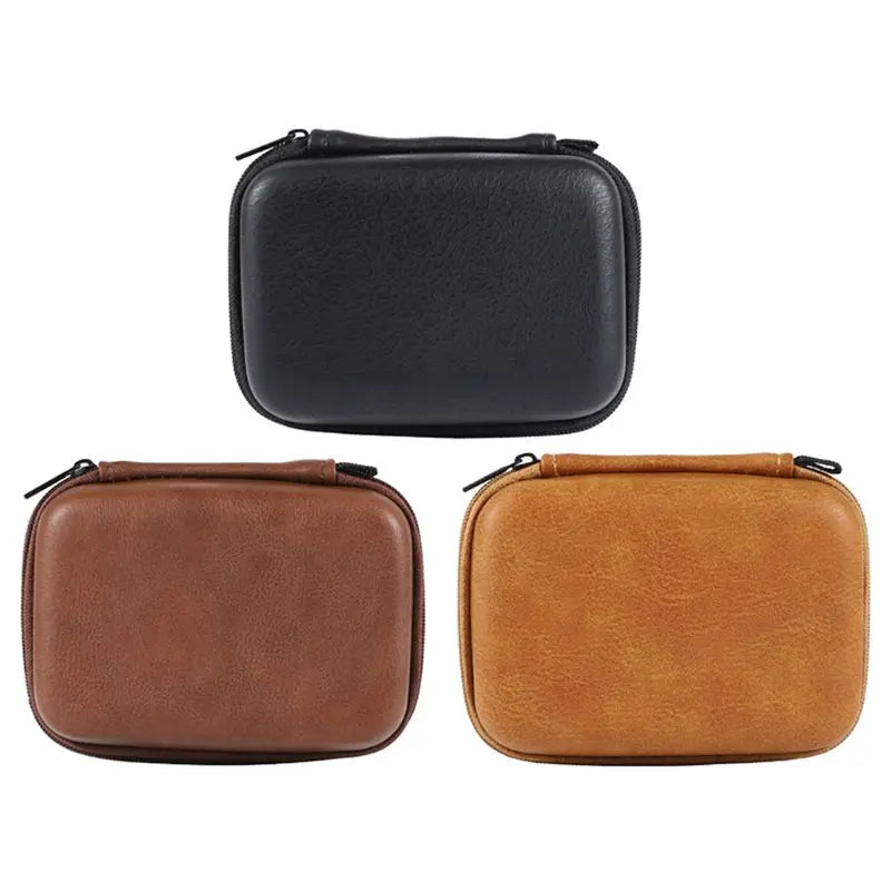 Leather Headphone Protective Cover – Dust-Proof Earphones Storage Case, Zipper Bag for Spare Parts
