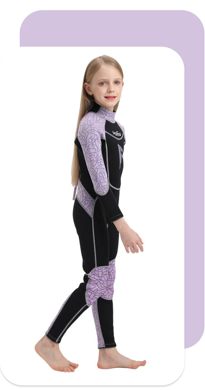 Children's 2mm/3mm Neoprene Wetsuit – One-Piece Long Sleeve Diving Suit for Cold Protection, Sunscreen, Surfing, Swimming & Snorkeling
