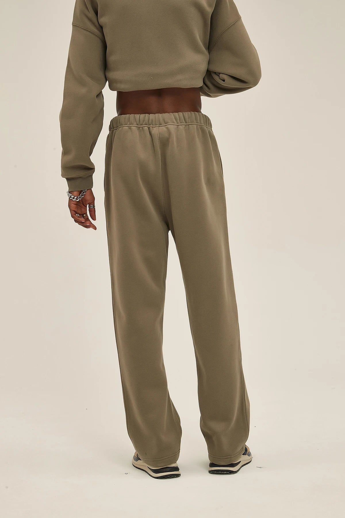 Straight-Lined Solid Color Cashmere Sweatpants – Soft Cozy Lounge Pants