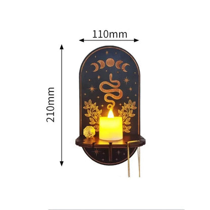 Wooden Wall Shelf Display Stand - Hanging Candle Holder & Decorative Home Storage Shelf