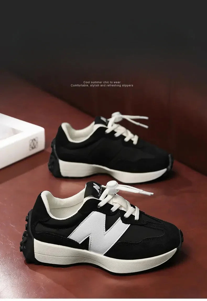 Children's Trendy Cushioned Sports Shoes - Soft Sole Lace-Up Running & Basketball Shoe