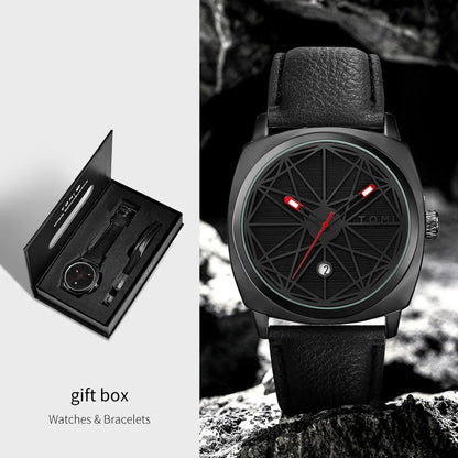 TOMI 2024 Men's Luxury Watch & Bracelet Gift Set – Business Quartz Calendar Watch, 2PCS Versatile Reloj for Men