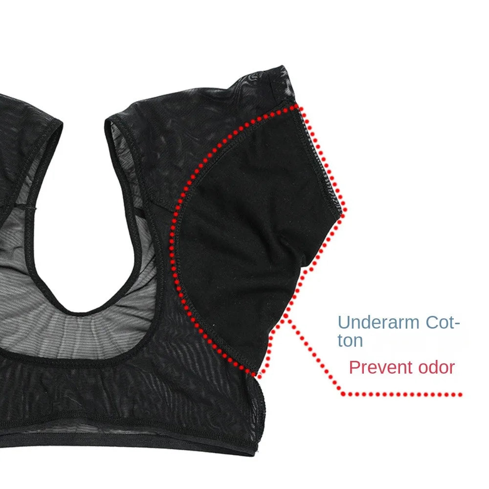 Breathable Sweat-Wicking Vest for Women – Slimming Mesh Cotton Underarm Pad, Sweat-Proof & Washable
