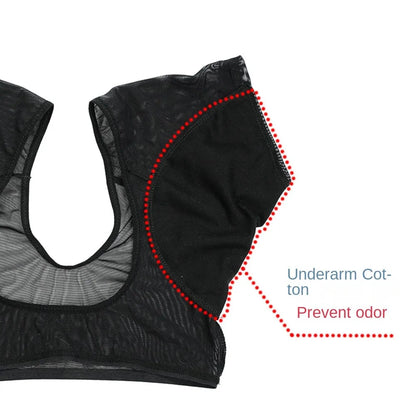 Breathable Sweat-Wicking Vest for Women – Slimming Mesh Cotton Underarm Pad, Sweat-Proof & Washable