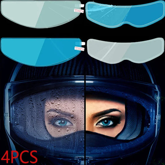 4PCS Universal Motorcycle Helmet Anti-Fog & Rainproof Film - Clear Coating Sticker for Helmet Accessories