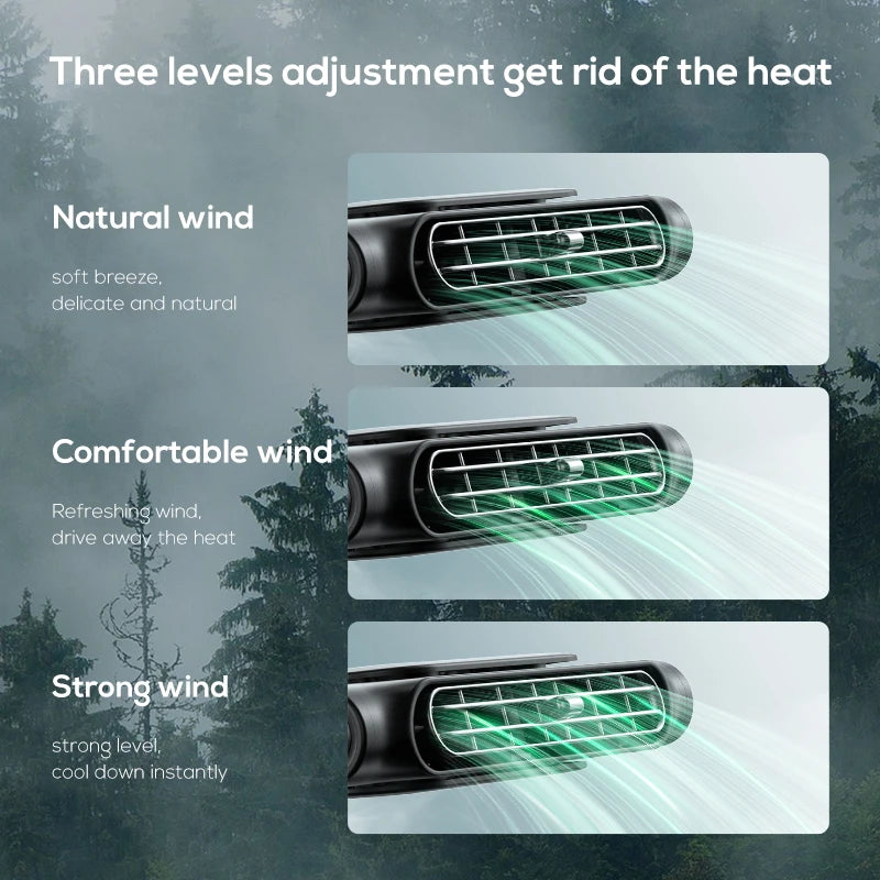 Portable Car Seat Fan – USB Powered Cooling Air Fan for Front & Rear Seats, Adjustable Strap for Car Interior