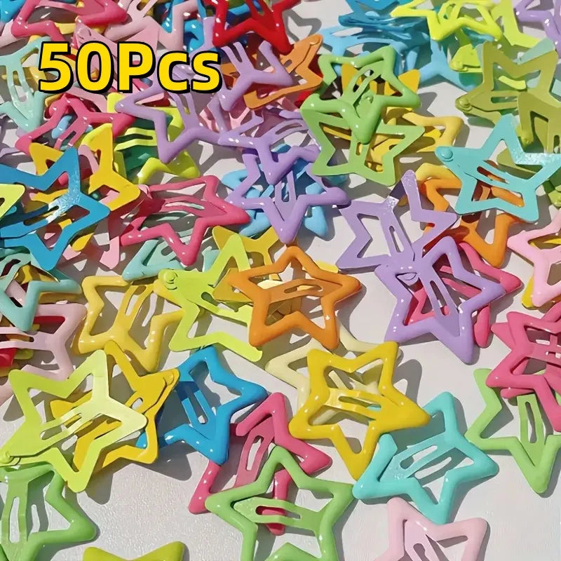 Star-Shaped Alloy Hair Clips - 20/50Pcs Retro Hollow-Out Hair Accessories for Elegant Daily Styling