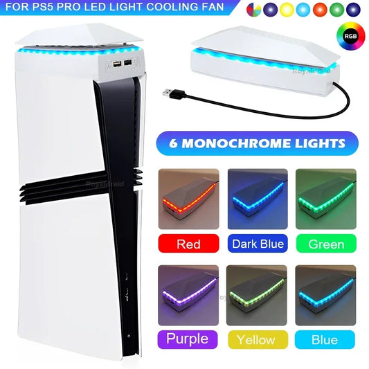 PS5 Pro Cooling Fan with RGB LED – Top Dust-Proof Heat Dissipation Radiator Game Console Cooling System for PS5 Pro