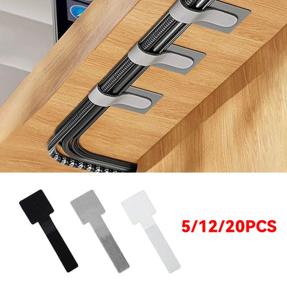 Reusable Cable Ties Fastening Wire Organizer - Self-Adhesive Adjustable Cord Holder Straps for Desk Management