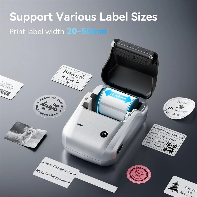 NIIMBOT B1 Portable 2-Inch Thermal Label Printer – Mini Bluetooth Adhesive Sticker Maker for Smartphone & PC