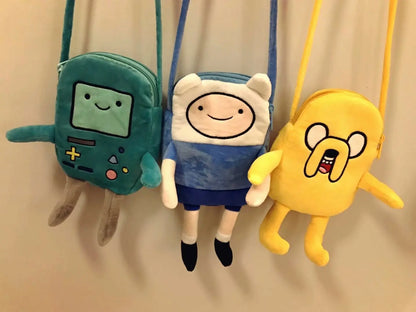 Cartoon Finn & Jake Plush Crossbody Bag – Coin Purse & Phone Bag, Anime BMO Stuffed Toy Gift for Kids & Fans