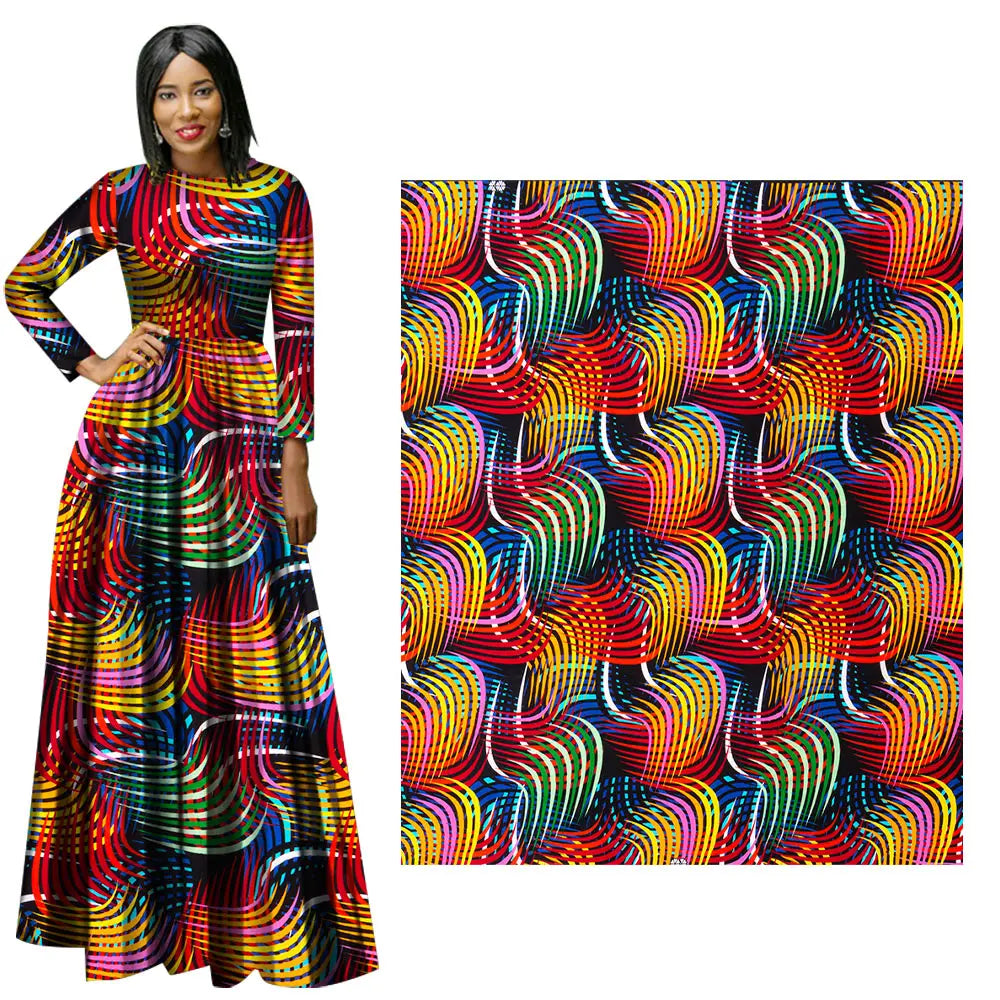 Veritable African Ankara Wax Fabric - 6 Yards Batik Polyester Textile for Dresses, Sewing & DIY Crafts