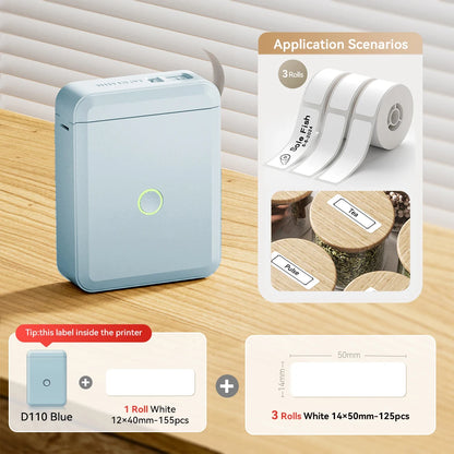 Niimbot D110 Mini Handheld Thermal Label Maker, Wireless Inkless Sticker Printer for Home & Office Organization, Portable Label Machine with Stickers