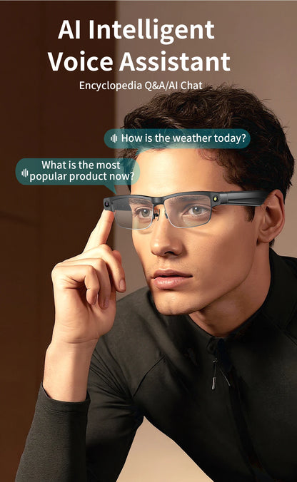AI Smart Camera Glasses — 8MP with Bluetooth for Calls & Music, Object Recognition, and AI Translation