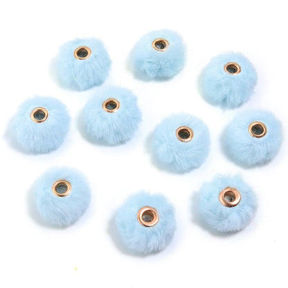 10pcs Plush Fur Ball Beads – Multicolor Pompom Spacer Beads for DIY Jewelry, Earrings & Bracelets