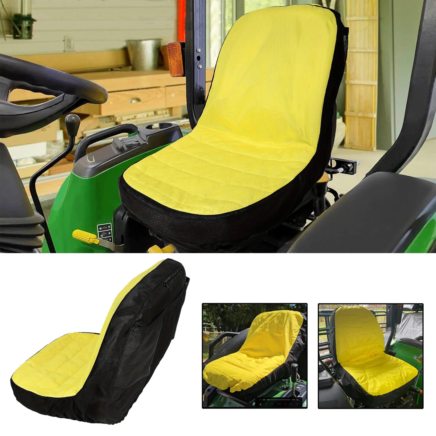Riding Lawn Mower Cushioned Seat Cover LP92334, Weatherproof Oxford 300 Tractor Seat Protector for John Deere Mower & Gator Seats up to 18"