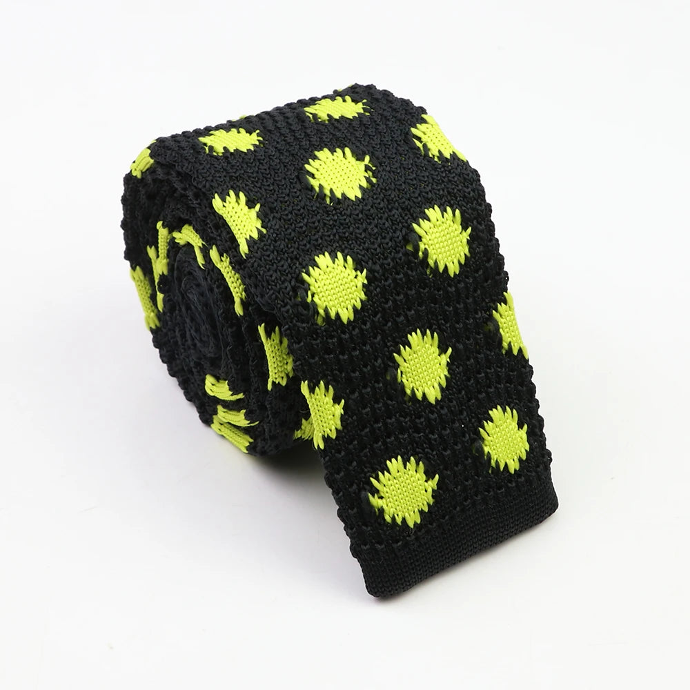 Classic Knit Neck Tie for Men — 6cm Plaid & Dots Casual Business Wedding Tie