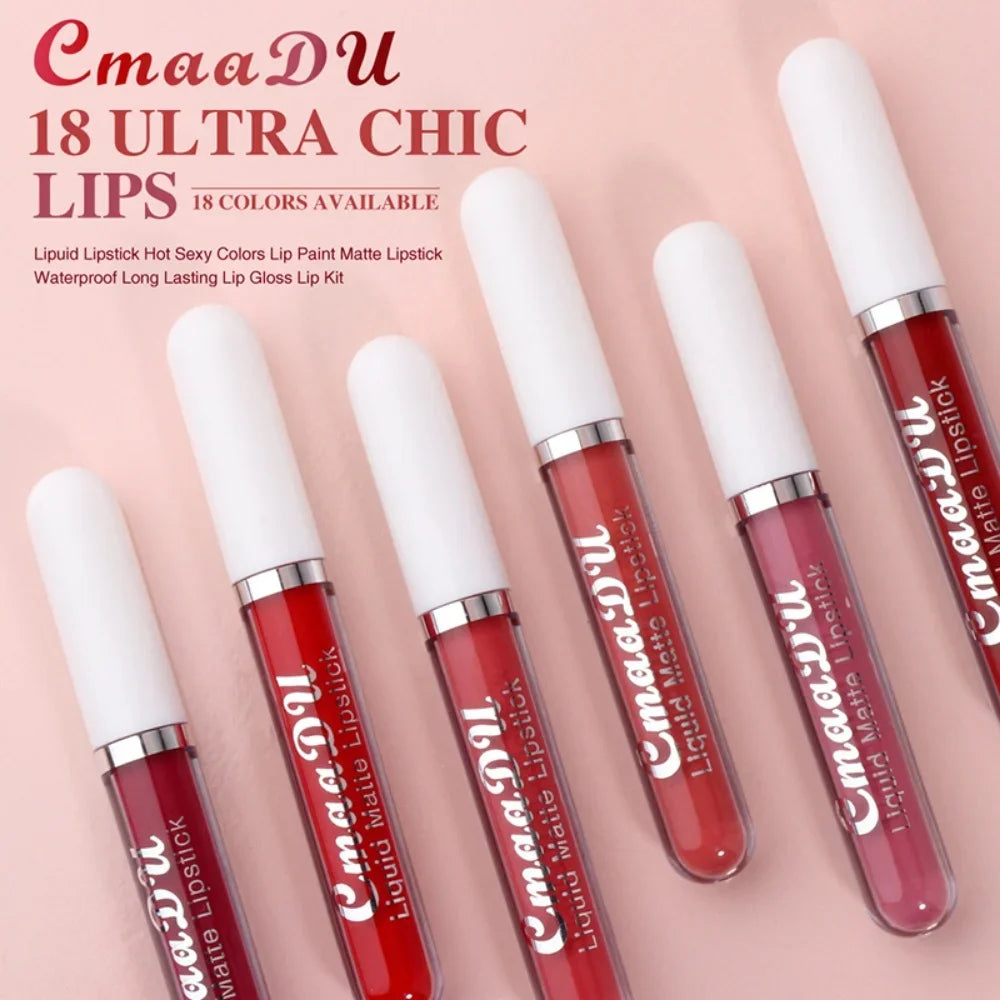 Sexy Long-Lasting Velvet Matte Lip Gloss – Waterproof, Non-Stick Red Liquid Lipstick for Women