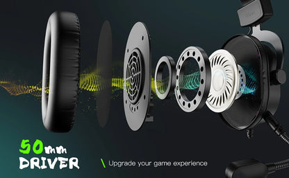 Fifine RGB Dynamic Gaming Headset — Over-Ear Mic Headphones with 7.1 Surround Sound & 3 EQ Modes for PC, PS4, PS5, Games & Music