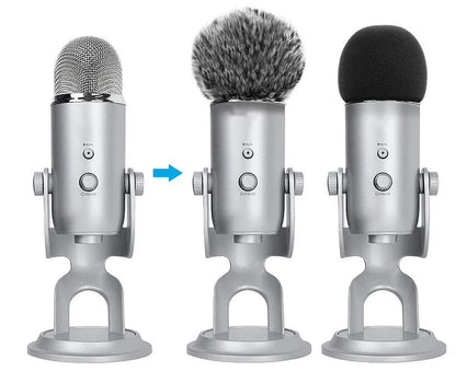 Foam & Furry Microphone Windscreen for Blue Yeti – Pop Filter Wind Muff for Yeti Pro Mic