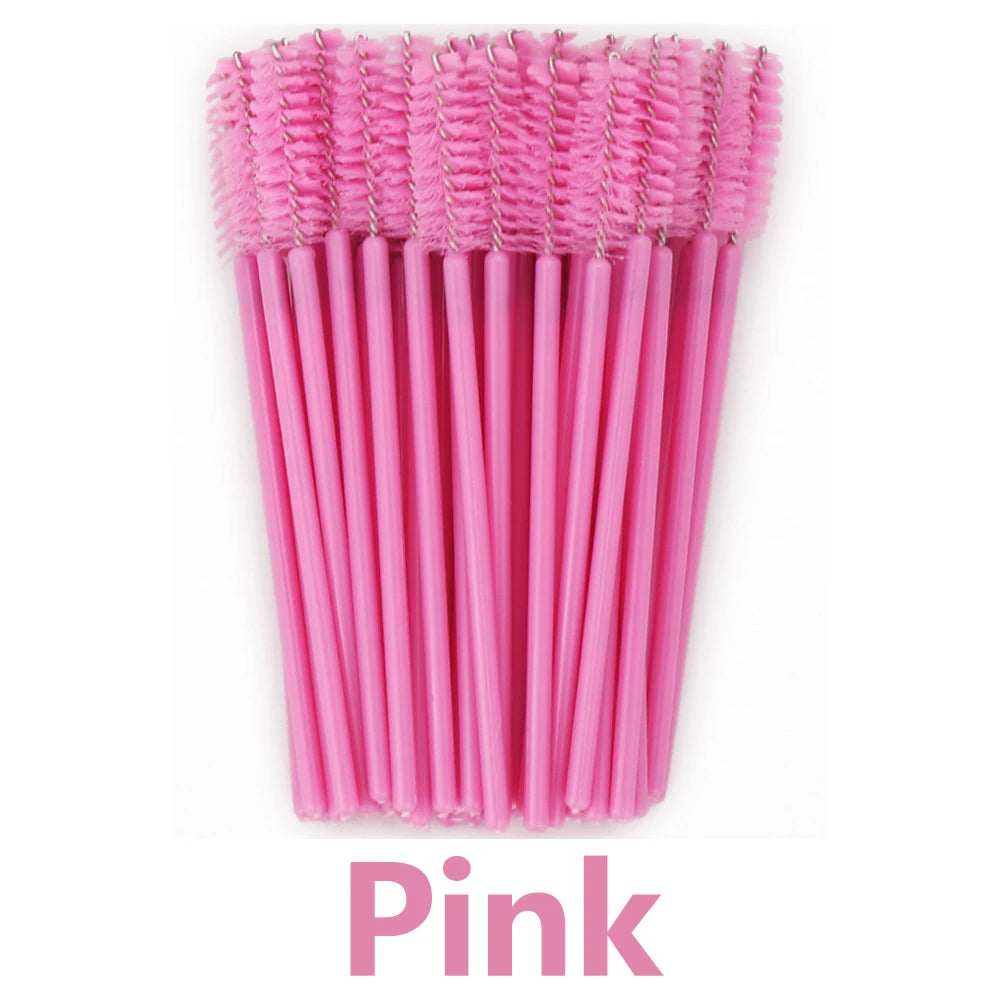 ANNAFRIS 50PCS Disposable Eyelash Brushes - Soft Crystal Lash Extension & Eyebrow Makeup Mascara Wands