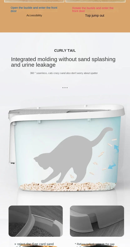 High-Value Super Large Cat Litter Box – Multi-Directional Access Cat Toilet with Lift Cover and Easy-Clean Design