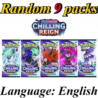 9 Pack Pokémon Trading Cards Set - English Booster Packs with Bright Stars, Prismatic Evolutions and Paldean Fates Gift Collection