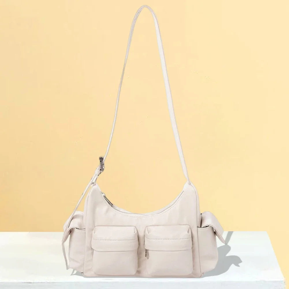 Large Capacity Women’s Sling Bag – Multi-Pocket Retro Leather Shoulder & Crossbody Satchel for Commuting