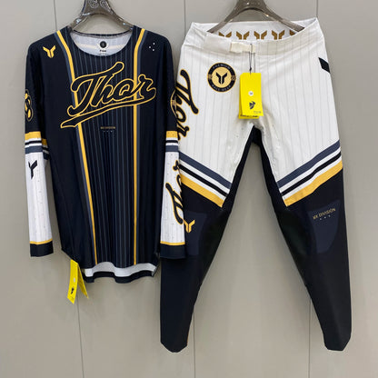 Thor 2026 Motorcycle Riding Set - Bleach Black Camo Off-Road Racing Gear Long Sleeve Jersey and Pants