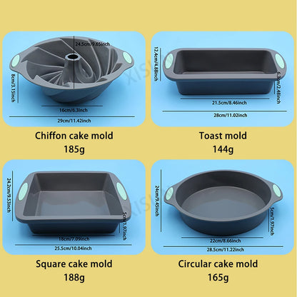 Heat Resistant Silicone Bakeware Set - Loaf, Bread, Muffin, Donut, and Cake Baking Tray Oven Pan Set