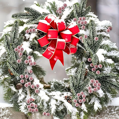Snow White Artificial Pine Needle & Berry Bouquet – Christmas Decoration for Tree, Garland, Home Decor & DIY New Year Gift
