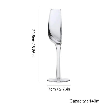 Crystal Glass Cups 140ml - Portable Vintage Long Stem Wine & Champagne Glasses