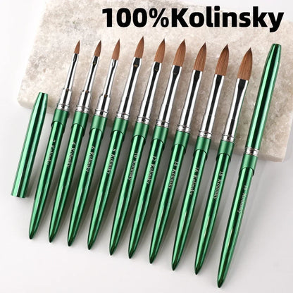 Kolinsky Acrylic Nail Brush — 100% Pure Metal Handle, Sizes 2-18 High-Quality Nail Tool