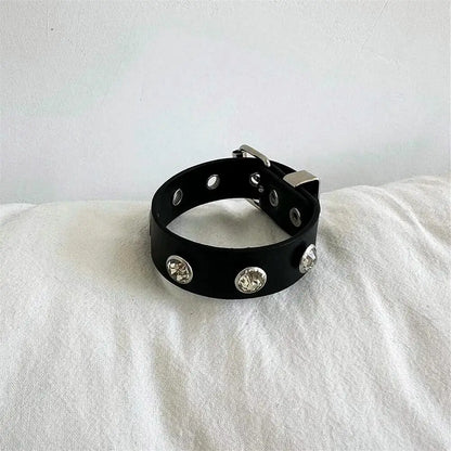 2024 Punk Cool Adjustable PU Bracelet for Men & Women – Vintage Gothic, Hip Hop, Rock, Kpop Dancer Jewelry Accessories