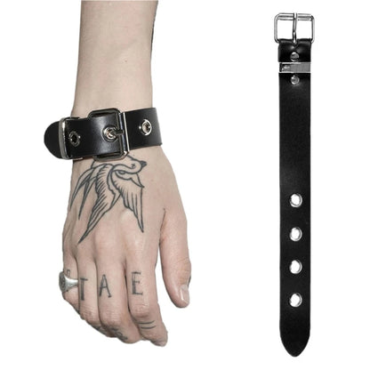 Punk Wrist Cuff Bracelet - Adjustable Retro Buckle Bangle for Men & Women, Party & Daily Wear
