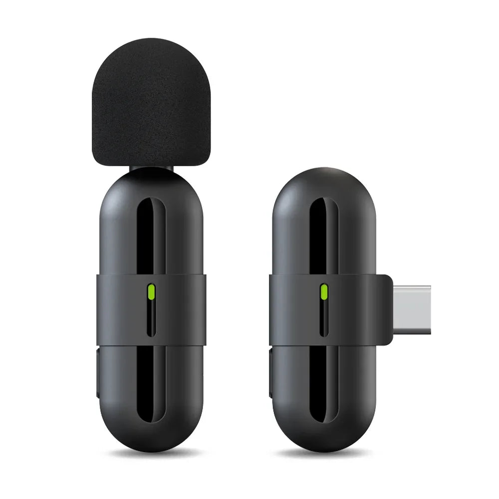 Basix Mini Wireless Lavalier Microphone - Noise Cancelling Portable Mic for iPhone Android Camera Live Interviews