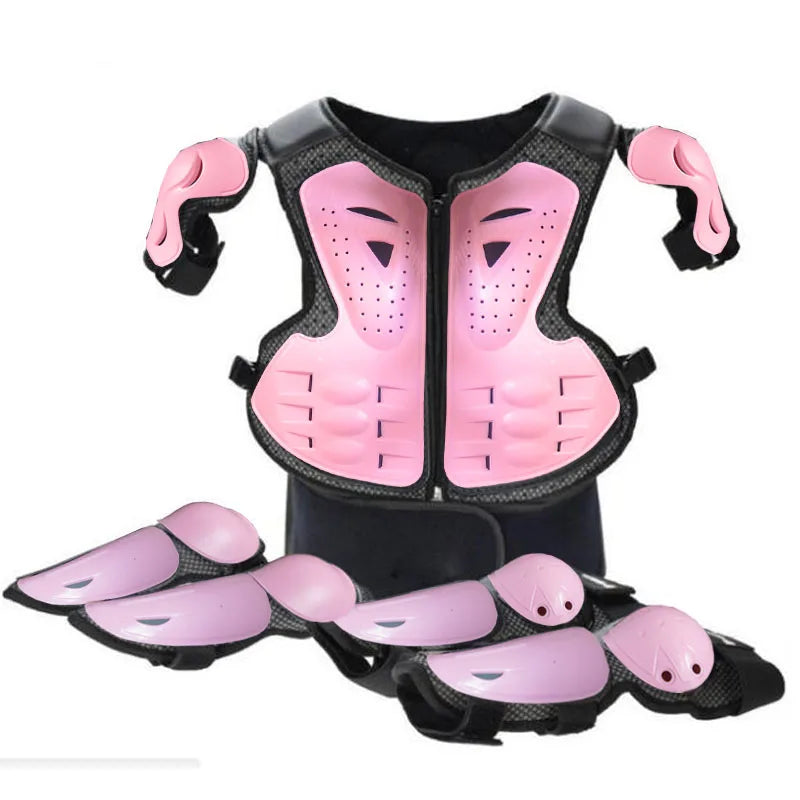 Kids Motocross Body Armor Vest – Chest, Spine & Knee Protection Gear for Boys & Girls (Height 0.85–1.7m)