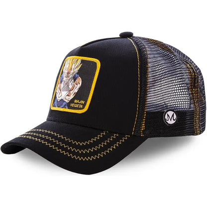 Dragon Ball Son Goku Trucker Cap - Embroidered Adjustable Mesh Sun Visor Hat for Men Summer Travel