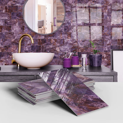 16PCS Marble Pattern Wall Stickers - Waterproof Oil-Proof PET Foam Kitchen Backsplash & Decorative Wallpaper Panels