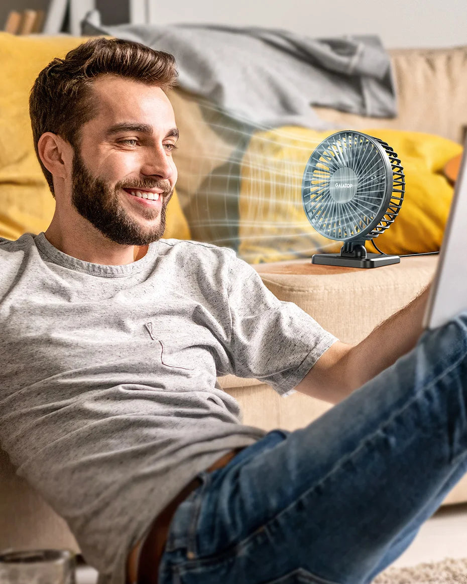 GAIATOP Mini USB Desktop Fan – Portable Quiet Cooling Fan with 3-Speed Adjustment for Home and Office Use