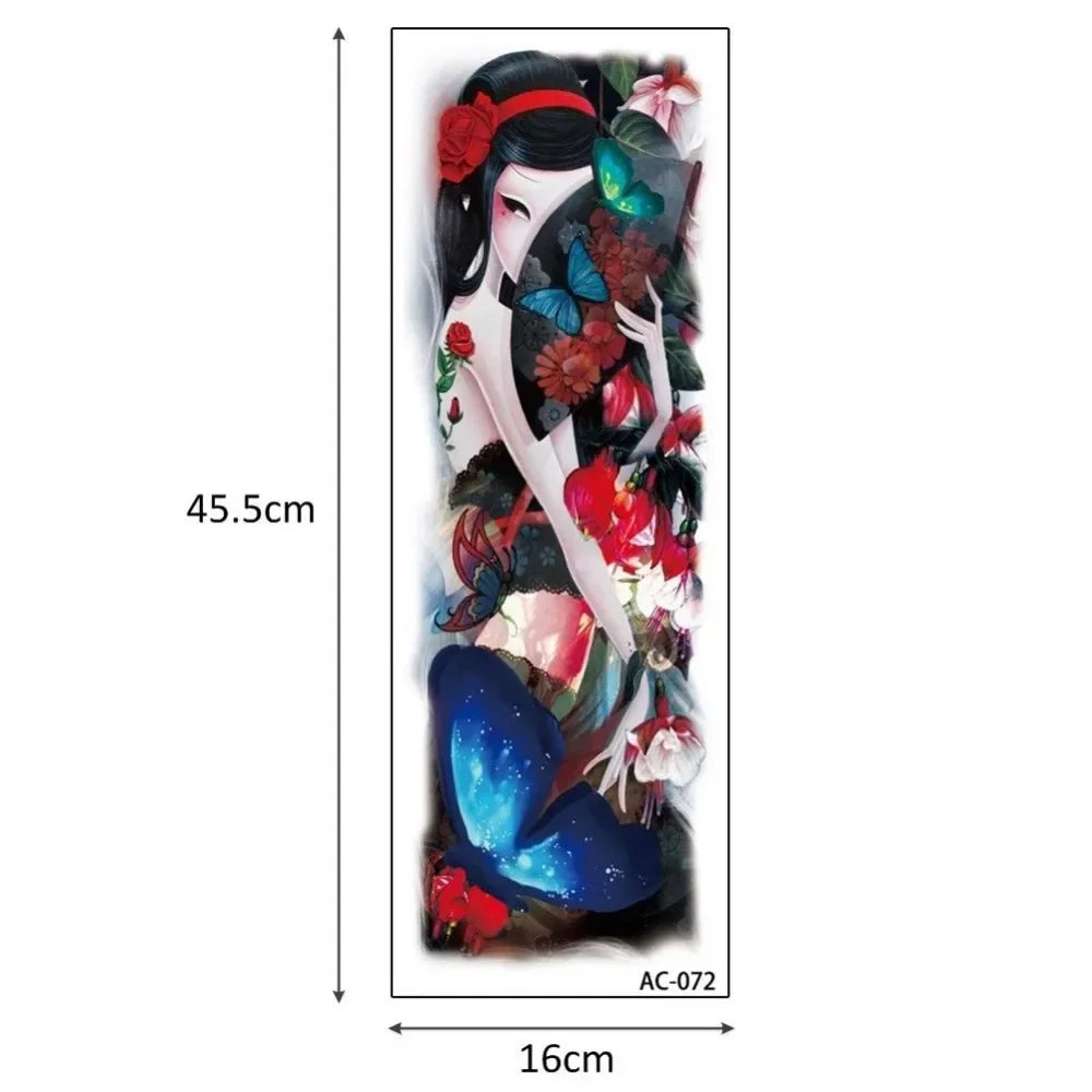16 Designs Full Arm Temporary Tattoo Sleeves - Waterproof Body Art Stickers for Men & Women Fashion Style