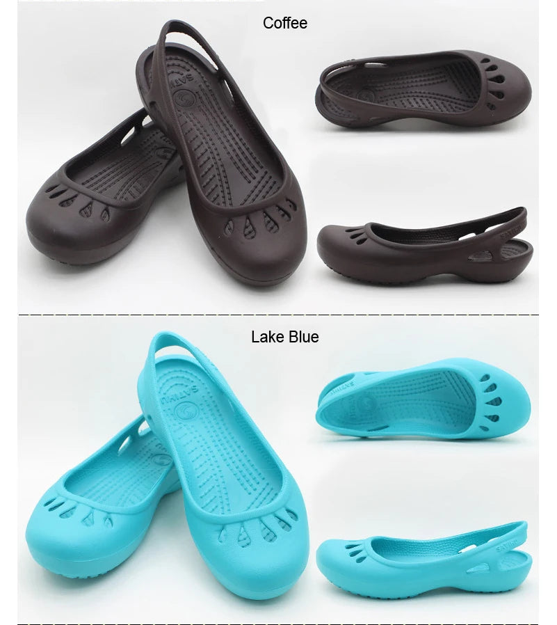 Certified Satihu Summer Lightweight Anti-Slip Clogs for Women - Flat Bottom Sandals, Nurse, Outdoor, Beach Jelly Shoes