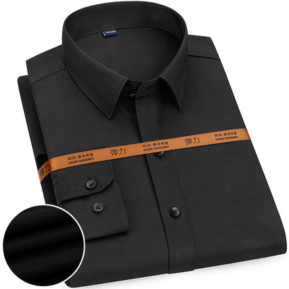 Men's Solid Color Long Sleeve Shirt - Slim Fit Formal Business Casual Dress Shirt