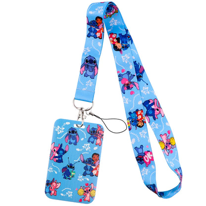 Cartoon Stitch Credential Holder Lanyard – Cute Neck Strap for Keychain, Pass & Credit Card Holder Accessories